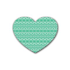 Pattern Green Rubber Coaster (heart)  by Mariart