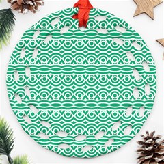 Pattern Green Round Filigree Ornament (two Sides)