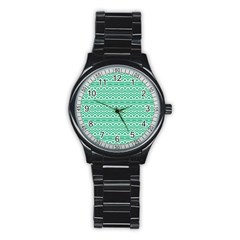 Pattern Green Stainless Steel Round Watch by Mariart