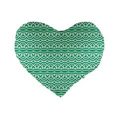 Pattern Green Standard 16  Premium Flano Heart Shape Cushions by Mariart