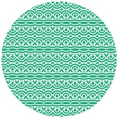 Pattern Green Wooden Puzzle Round by Mariart