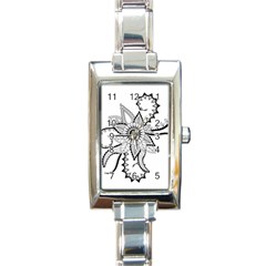 Elegant Decorative Abstract Flower Rectangle Italian Charm Watch by FantasyWorld7