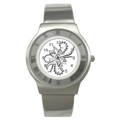 Elegant Decorative Abstract Flower Stainless Steel Watch by FantasyWorld7