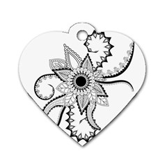 Elegant Decorative Abstract Flower Dog Tag Heart (two Sides) by FantasyWorld7