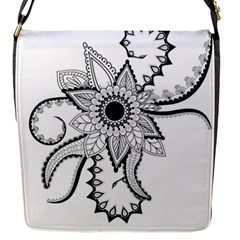 Elegant Decorative Abstract Flower Flap Closure Messenger Bag (s) by FantasyWorld7