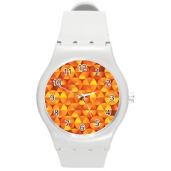 Background Triangle Circle Abstract Round Plastic Sport Watch (m) by HermanTelo