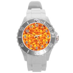 Background Triangle Circle Abstract Round Plastic Sport Watch (l)