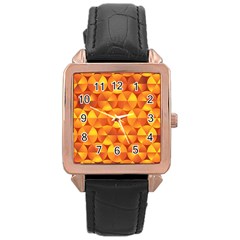 Background Triangle Circle Abstract Rose Gold Leather Watch 