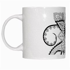 Elegant Decorative Abstract Flower White Mugs by FantasyWorld7