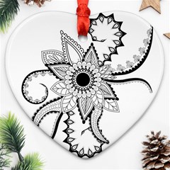 Elegant Decorative Abstract Flower Heart Ornament (two Sides) by FantasyWorld7