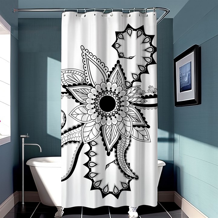 Elegant Decorative Abstract Flower Shower Curtain 36  x 72  (Stall) 