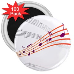 Music Notes Clef Sound 3  Magnets (100 Pack) by HermanTelo