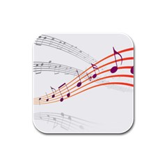 Music Notes Clef Sound Rubber Square Coaster (4 Pack)  by HermanTelo