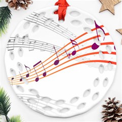 Music Notes Clef Sound Round Filigree Ornament (two Sides)