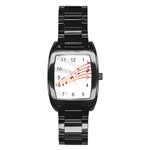 Music Notes Clef Sound Stainless Steel Barrel Watch Front