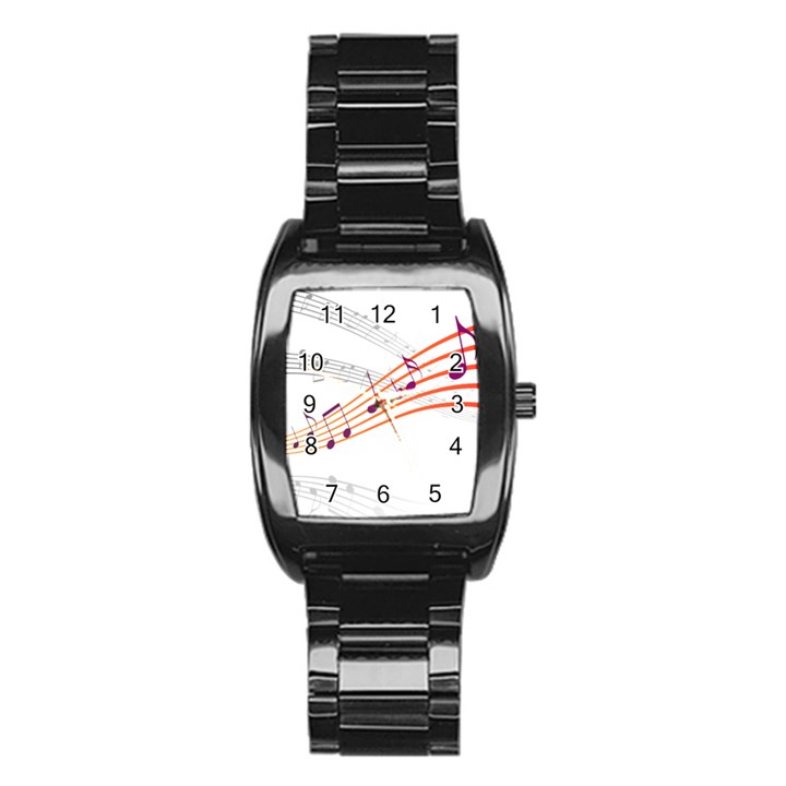 Music Notes Clef Sound Stainless Steel Barrel Watch