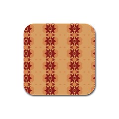 Brown Flower Rubber Square Coaster (4 pack) 