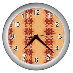 Brown Flower Wall Clock (Silver)