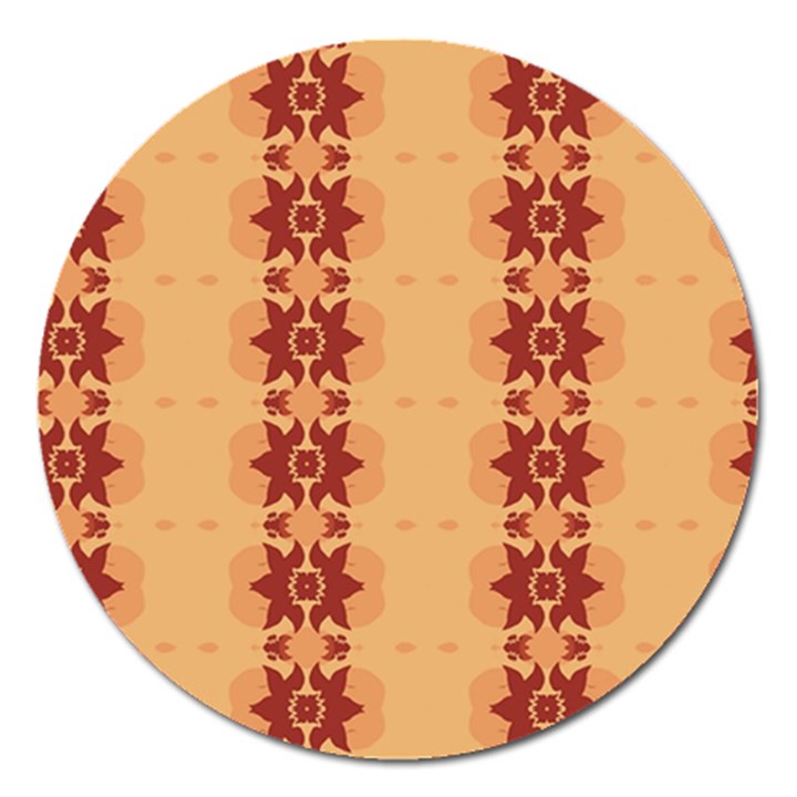 Brown Flower Magnet 5  (Round)