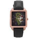 Pepe the Frog Rare Celtic Viking Norse Dragon pattern Deus Vult medieval wojak Crusader Rose Gold Leather Watch  Front