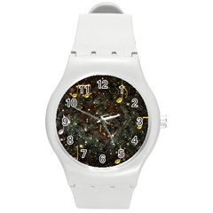 Music Clef Musical Note Background Round Plastic Sport Watch (m) by HermanTelo