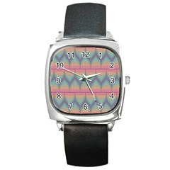 Pattern Background Texture Colorful Square Metal Watch