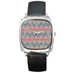 Pattern Background Texture Colorful Square Metal Watch Front