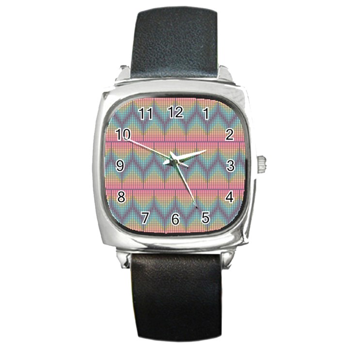 Pattern Background Texture Colorful Square Metal Watch