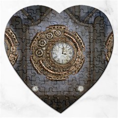 Elegant Steampunk Design Jigsaw Puzzle (heart) by FantasyWorld7