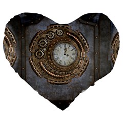 Elegant Steampunk Design Large 19  Premium Heart Shape Cushions by FantasyWorld7