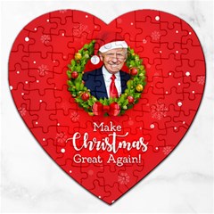 Make Christmas Great Again With Trump Face Maga Jigsaw Puzzle (heart) by snek