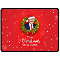 Make Christmas Great Again With Trump Face Maga Fleece Blanket (large)  by snek