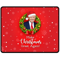 Make Christmas Great Again With Trump Face Maga Double Sided Fleece Blanket (medium)  by snek