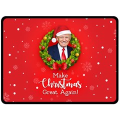 Make Christmas Great Again With Trump Face Maga Double Sided Fleece Blanket (large)  by snek