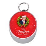 Make Christmas Great Again with Trump Face MAGA Mini Silver Compasses Front