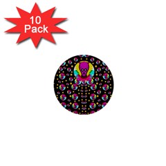 Skull With Many Friends 1  Mini Buttons (10 Pack)  by pepitasart