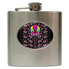 Skull With Many Friends Hip Flask (6 Oz) by pepitasart