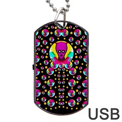 Skull With Many Friends Dog Tag Usb Flash (one Side) by pepitasart