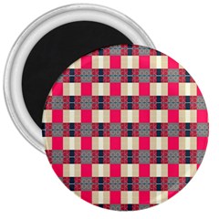 Background Texture Plaid Red 3  Magnets by HermanTelo