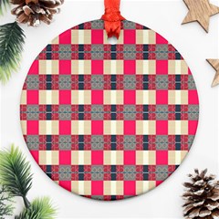 Background Texture Plaid Red Ornament (round) by HermanTelo