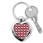 Background Texture Plaid Red Key Chain (Heart) Front