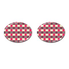 Background Texture Plaid Red Cufflinks (oval) by HermanTelo