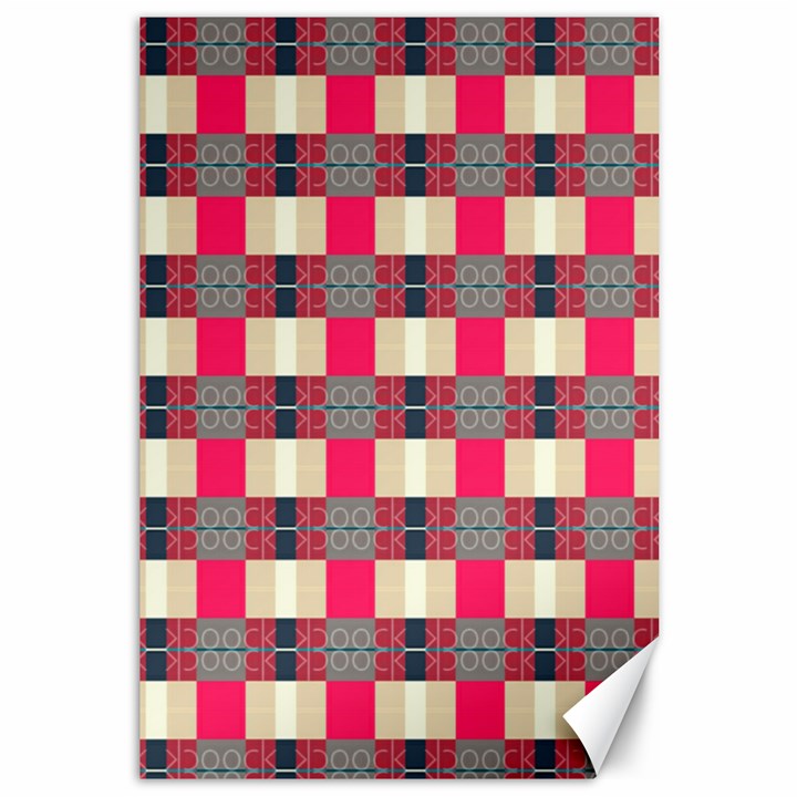 Background Texture Plaid Red Canvas 12  x 18 