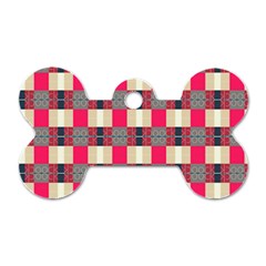 Background Texture Plaid Red Dog Tag Bone (one Side)