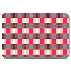 Background Texture Plaid Red Large Doormat 