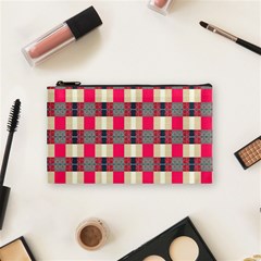 Background Texture Plaid Red Cosmetic Bag (small)