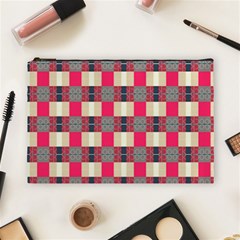 Background Texture Plaid Red Cosmetic Bag (large)