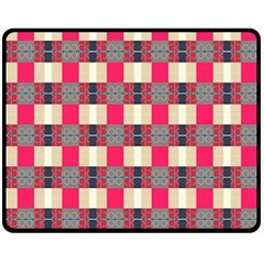 Background Texture Plaid Red Fleece Blanket (medium)  by HermanTelo