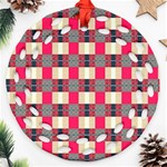 Background Texture Plaid Red Round Filigree Ornament (Two Sides) Front