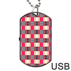 Background Texture Plaid Red Dog Tag Usb Flash (one Side) by HermanTelo